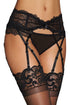 Sexy Black Floral Lace Holder Elastic Gater Belt
